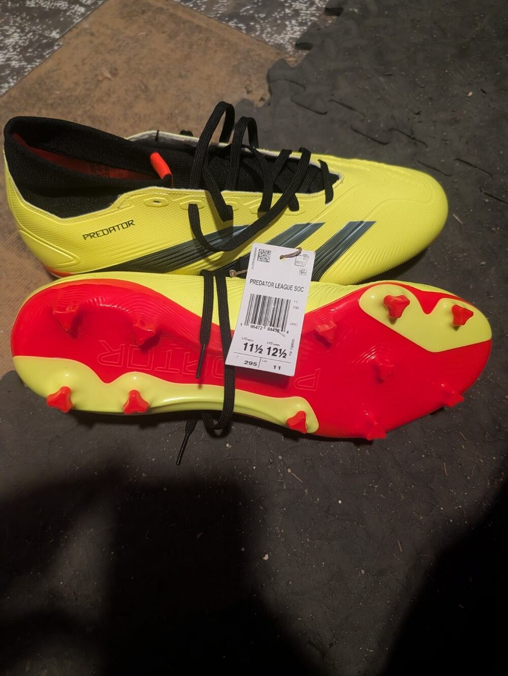 Adidas Predator League MG Soccer Cleats Solar Yellow Red Black Size 11.5 Men